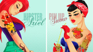 Hipster and goth Disney Princesses with tattoos 7