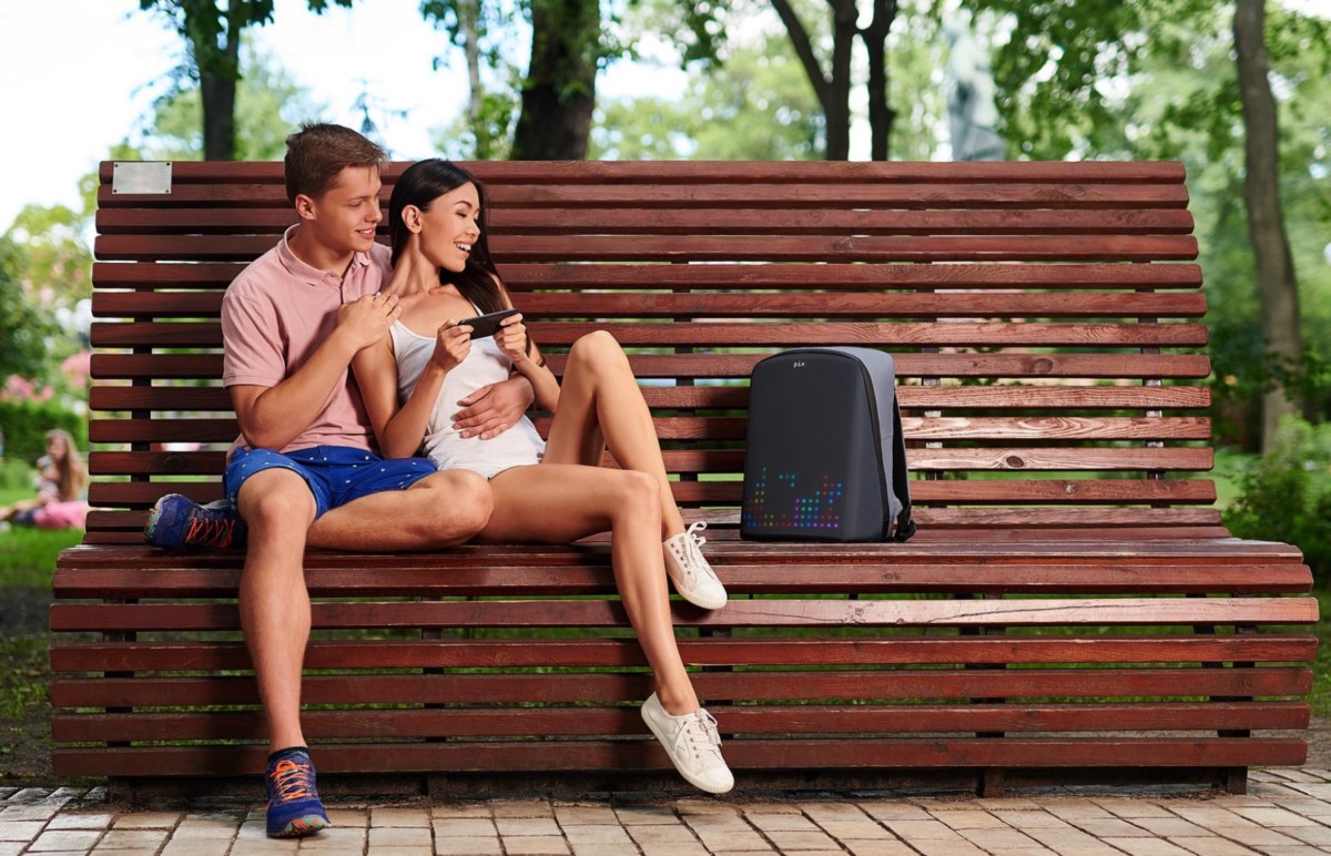You can play Tetris on the front of the Pix backpack 5