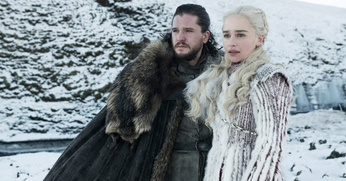 Kit Harington as Jon Snow and Emilia Clarke as Daenerys on Game of Thrones