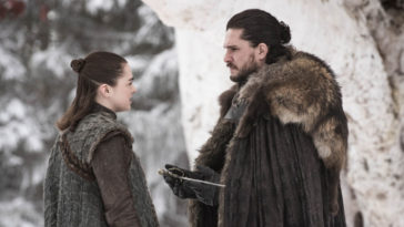 Maisie Williams as Arya and Kit Harington as Jon in Game of Thrones Season 8