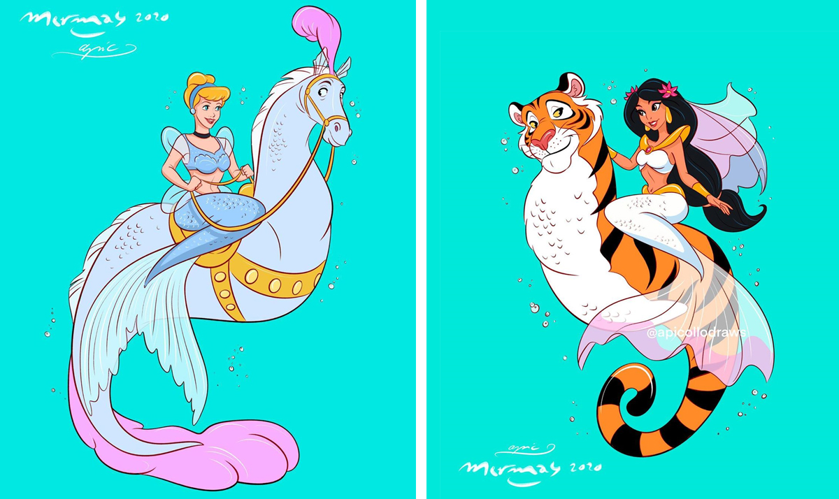 When Disney princesses trade in their legs for a tail 1