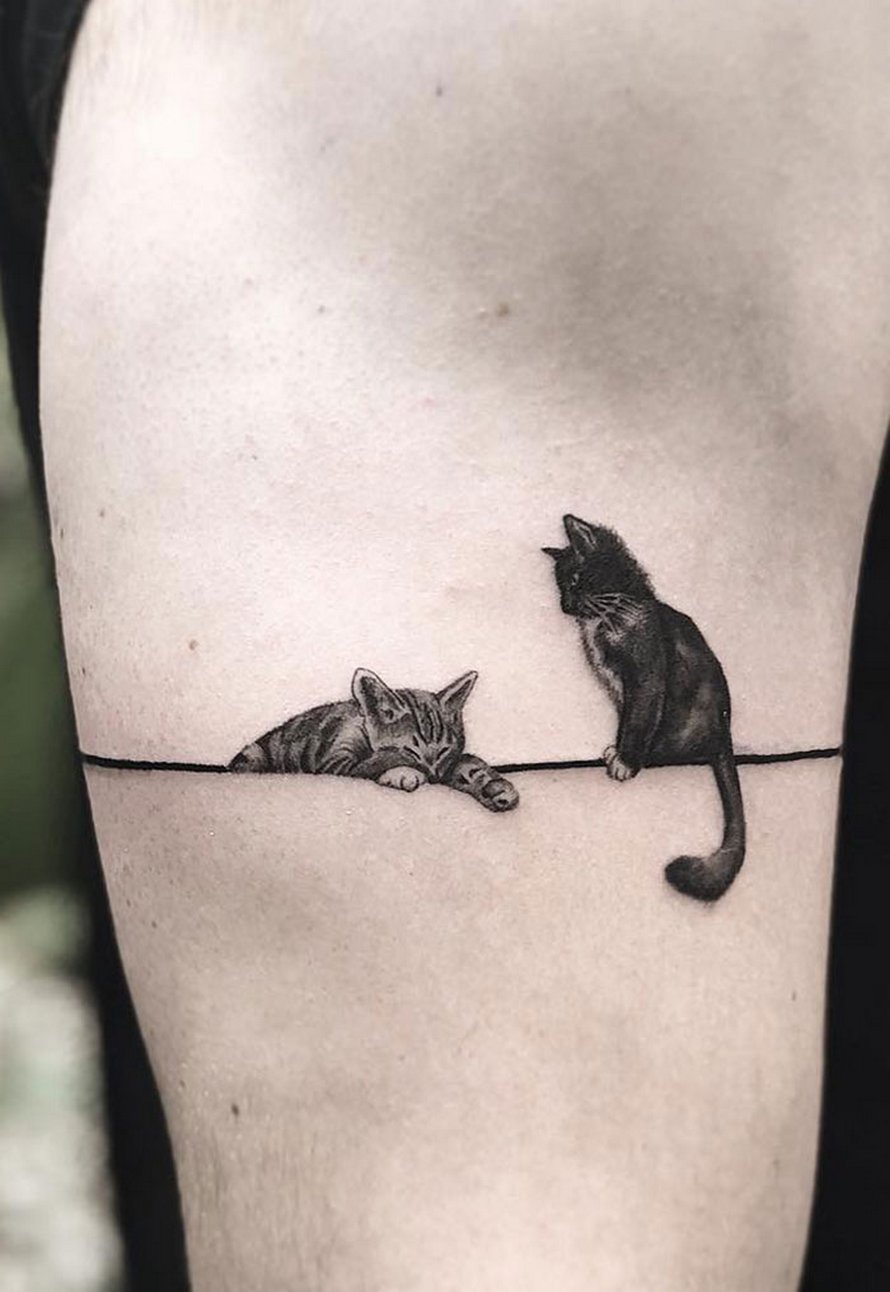 Cat Note Tattoos 1 Sheet Minimalist Line Art Cat Temporary Tattoo Cat Note Tattoos 1 Sheet Minimalist Line Art Cat Temporary Tattoo