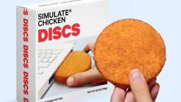 SIMULATE's plant-based chicken patties come in a playful tech-themed box