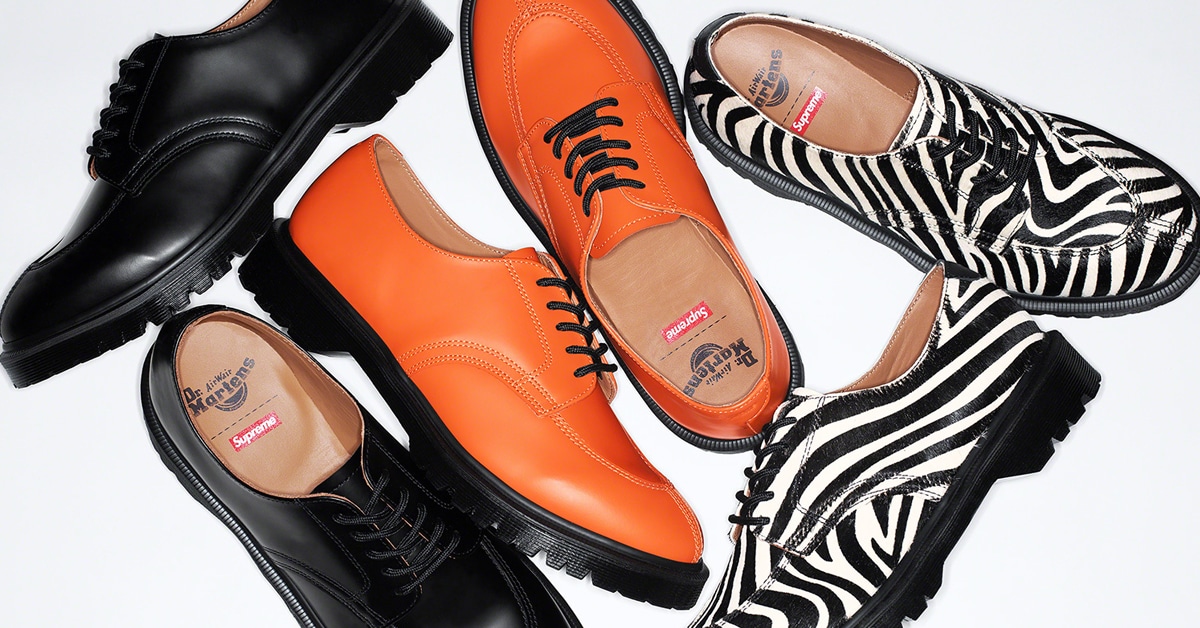 Supreme teams up with Dr. Martens for three bold iterations of the 5-Eye Shoe 8