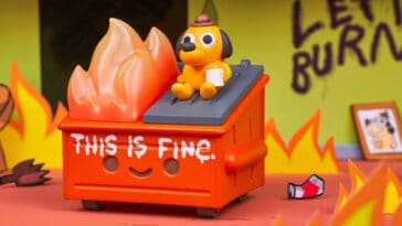 Dumpster Fire meets This is Fine dog in this adorable vinyl figure 7