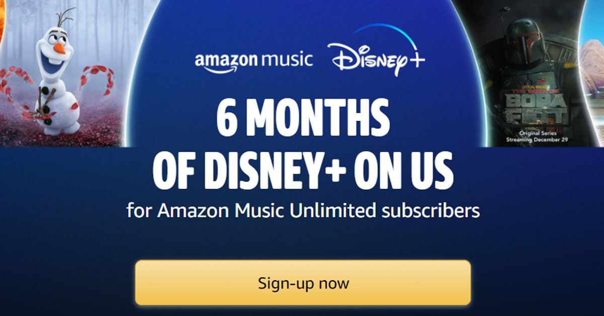 Get free 6 months of Disney+ when you sign up for Amazon Music Unlimited 10