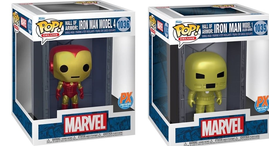Marvel Iron Man Hall of Armor Model I and IV Deluxe Funko Pop