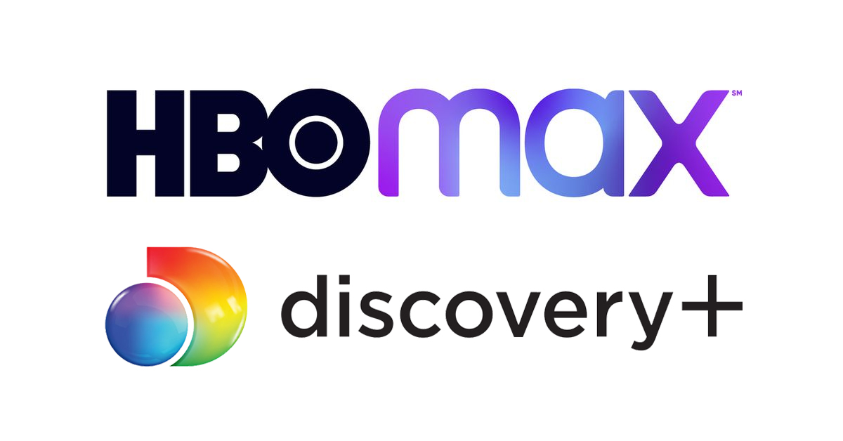 The logos of HBO Max and Discovery Plus