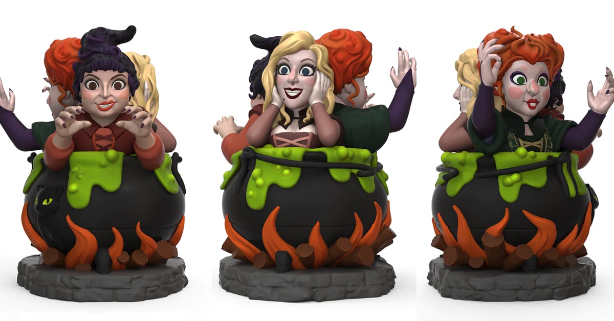 cus Pocus Sanderson sisters in cauldron art figure