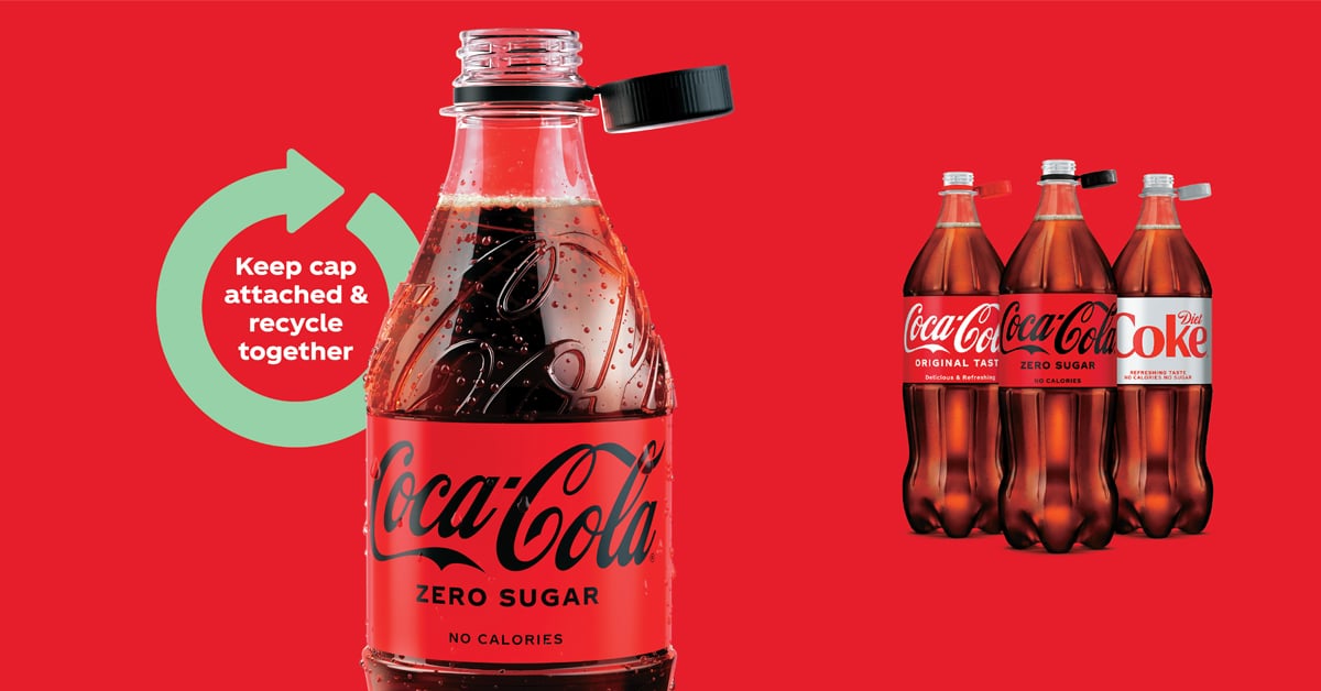 Coca-Cola's new bottles with attached caps