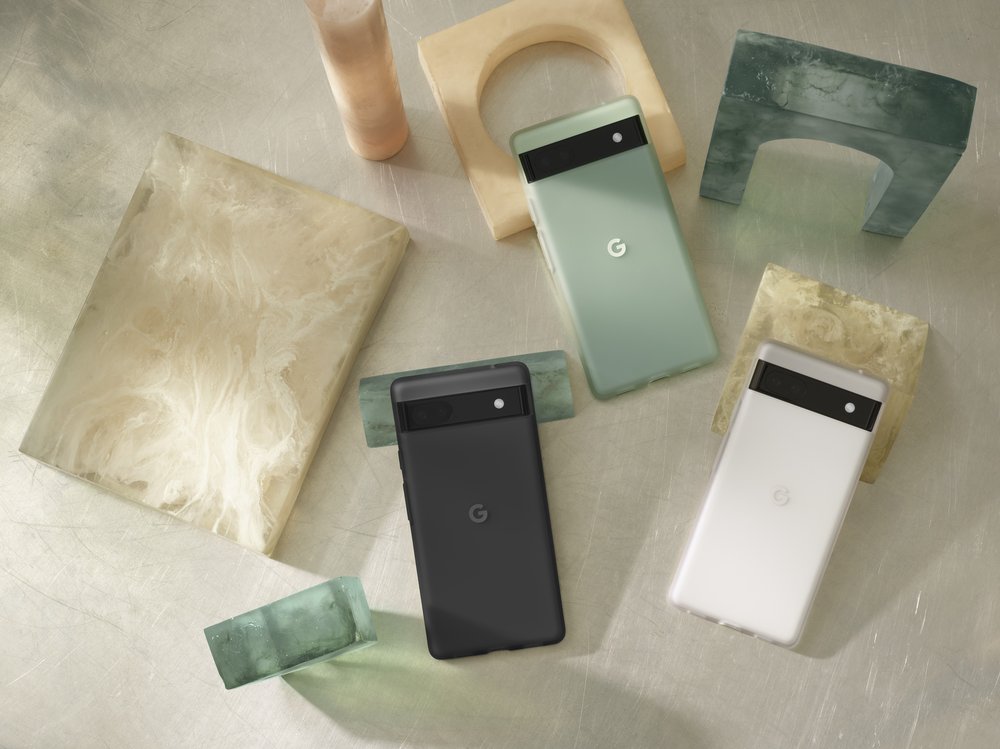 The Google Pixel 6A comes in chalk, charcoal, and sage