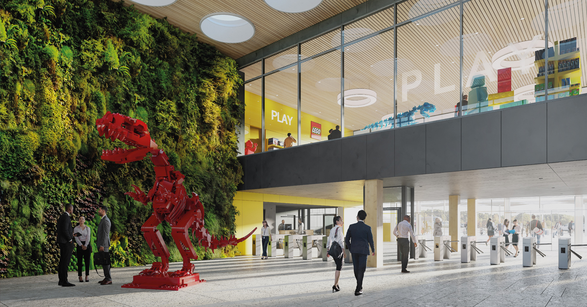 Entrance to LEGO factory in Virginia