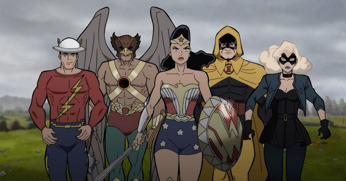 Members of the Justice Society of America in the animated movie Justice Society: World War II