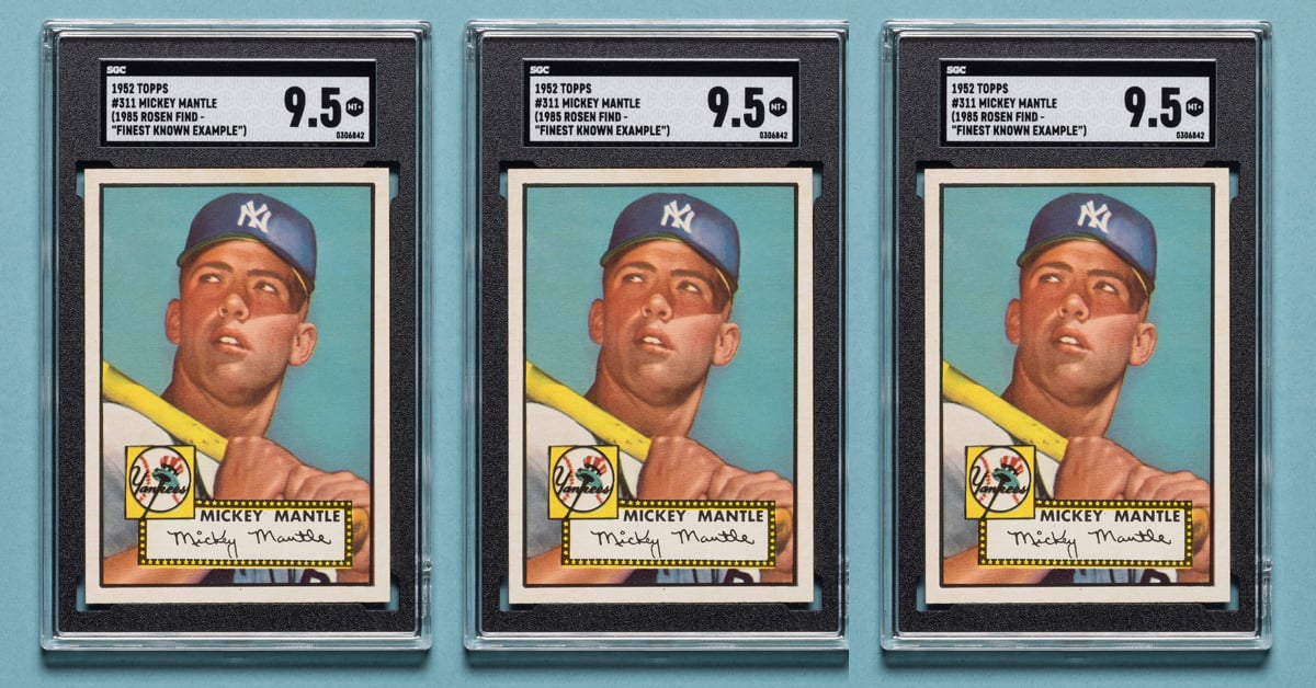 The 1952 Topps Mickey Mantle rookie card recently hailed as the most expensive baseball card in the world