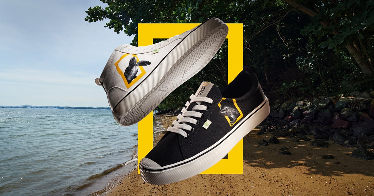 Two sneaker styles from the Cariuma x National Geographic collection