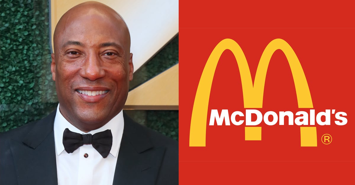 Allen Media Group CEO Byron Allen and the logo of McDonald's