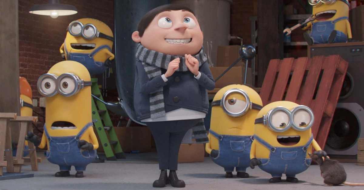 Gru and the Minions in the 2022 movie Minions: The Rise of Gru