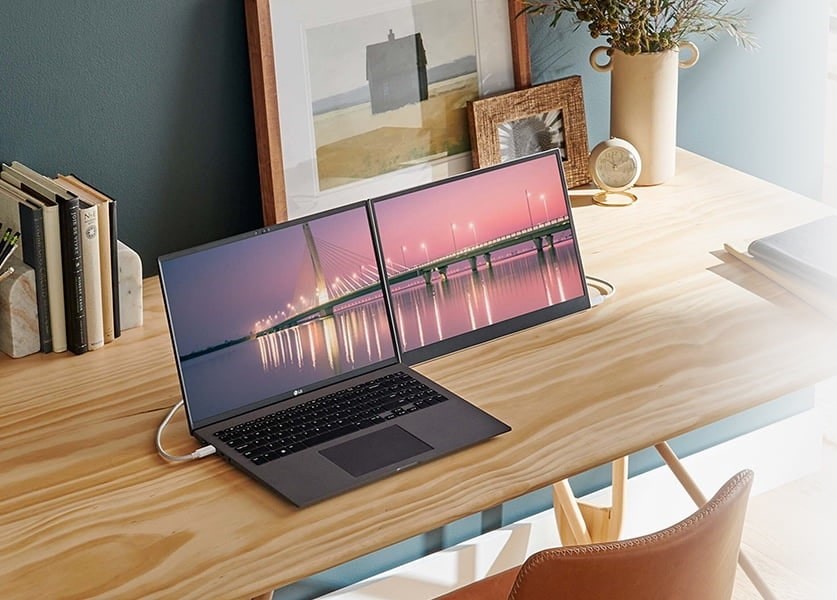 Buy an LG Gram laptop and get a LG +view portable monitor for free