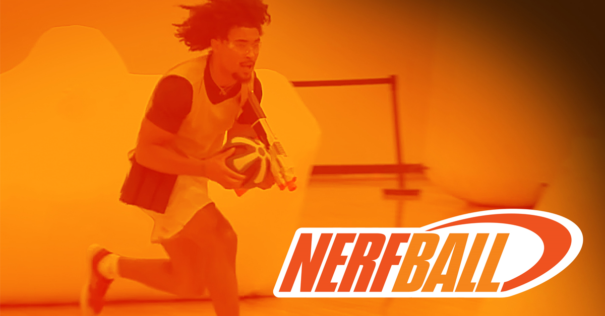 A player of NERFBALL, NERF's first official sport