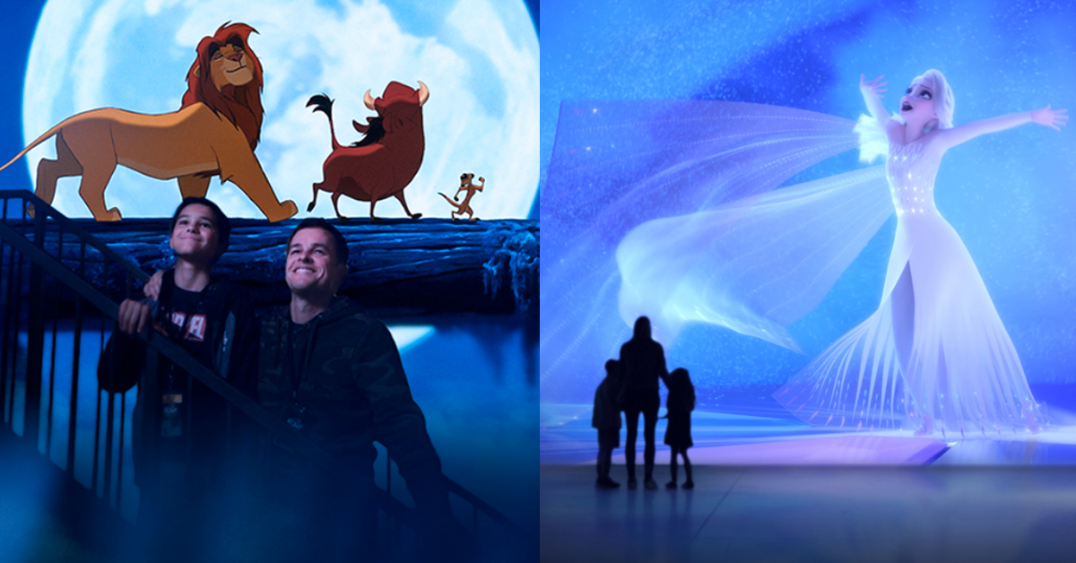 Families enjoying the Disney Animation Immersive Experience