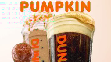 Dunkin' Pumpkin Menu Items: Pumpkin Munchkin, and Pumpkin Cream Cold Brew