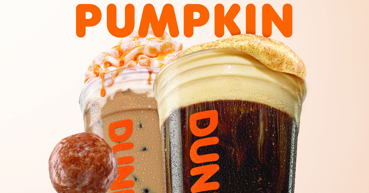 Dunkin' Pumpkin Menu Items: Pumpkin Munchkin, and Pumpkin Cream Cold Brew