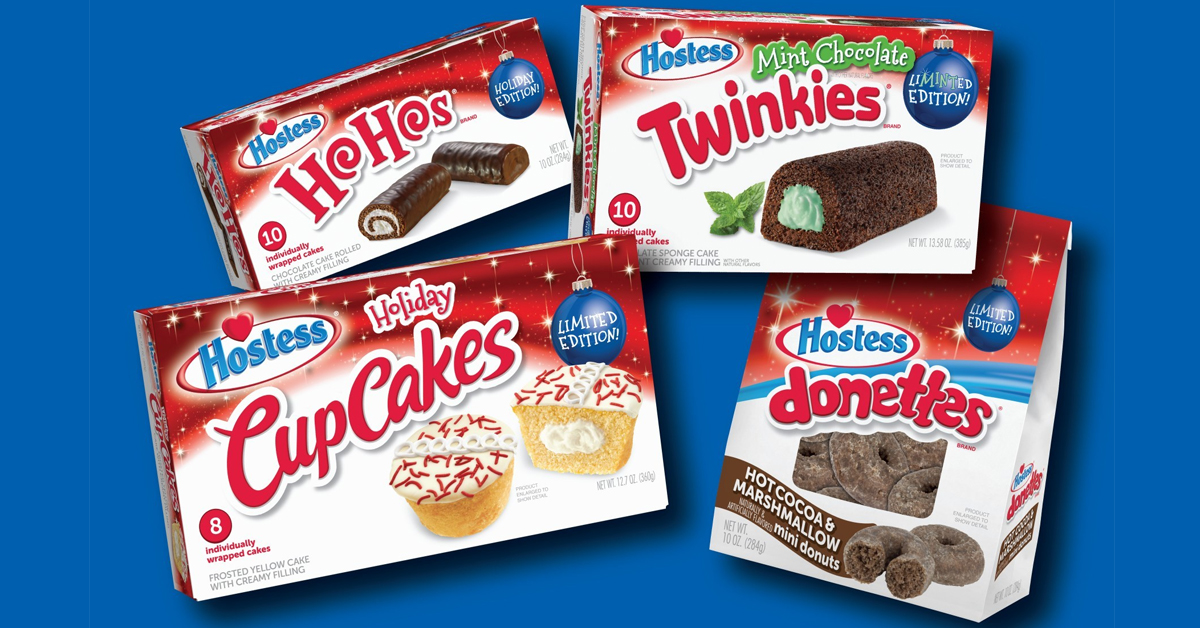 Hostess 2022 Holiday Lineup: Holiday CupCakes, Hot Cocoa & Marshmallow Flavored Donettes, Mint Chocolate Flavored Twinkies, Holiday HoHos