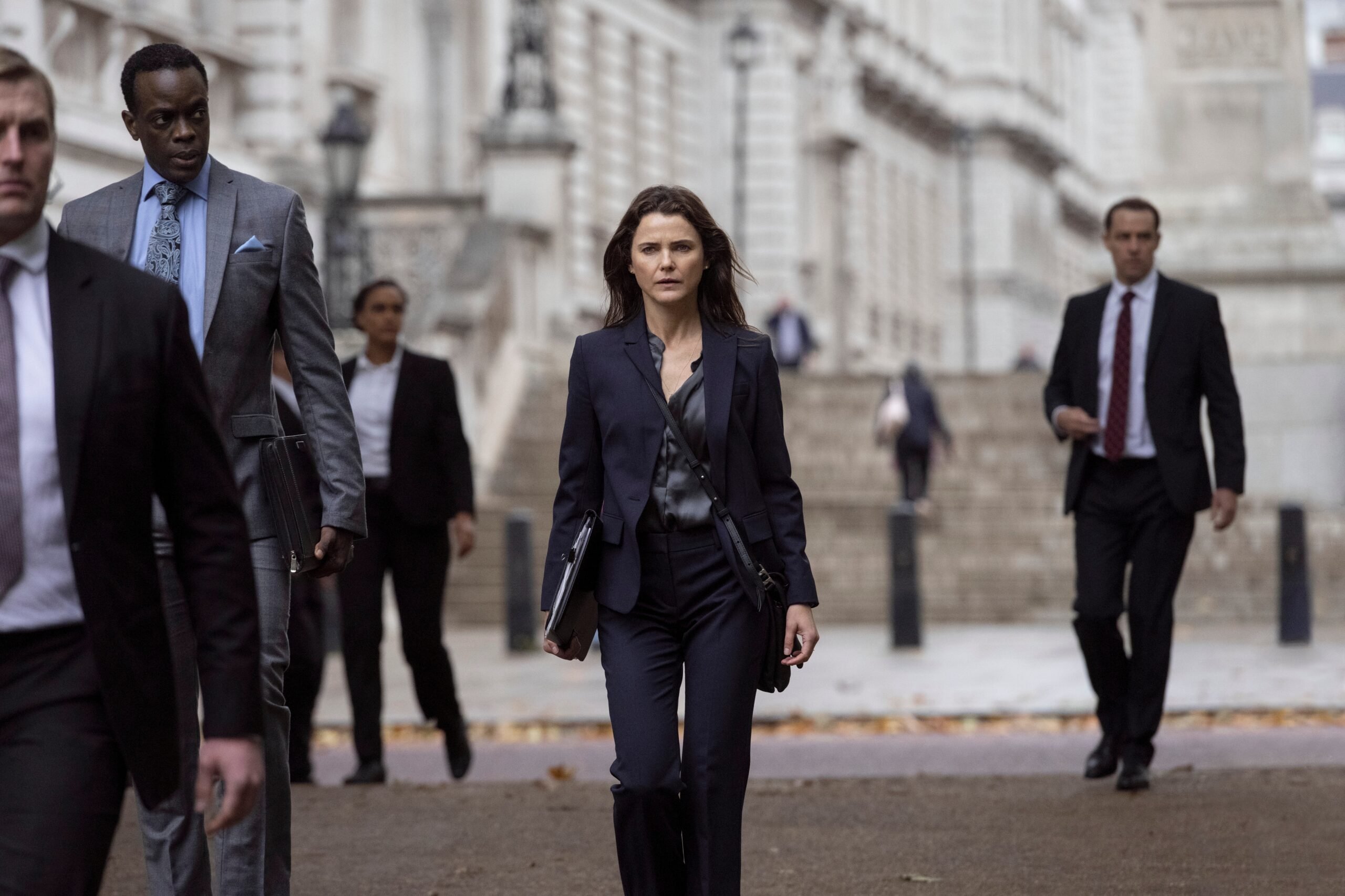Every Netflix Show Cancelled and Renewed for 2025 14 The Diplomat. (L to R) Ato Essandoh as Stuart Heyford, Keri Russell as Kate Wyler in episode 7 of The Diplomat