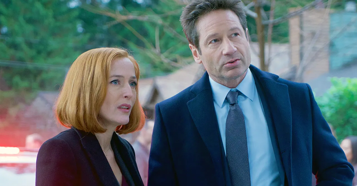 GIllian Anderson as Dana Scully and David Duchovny as Fox Mulder in The X-Files season 11