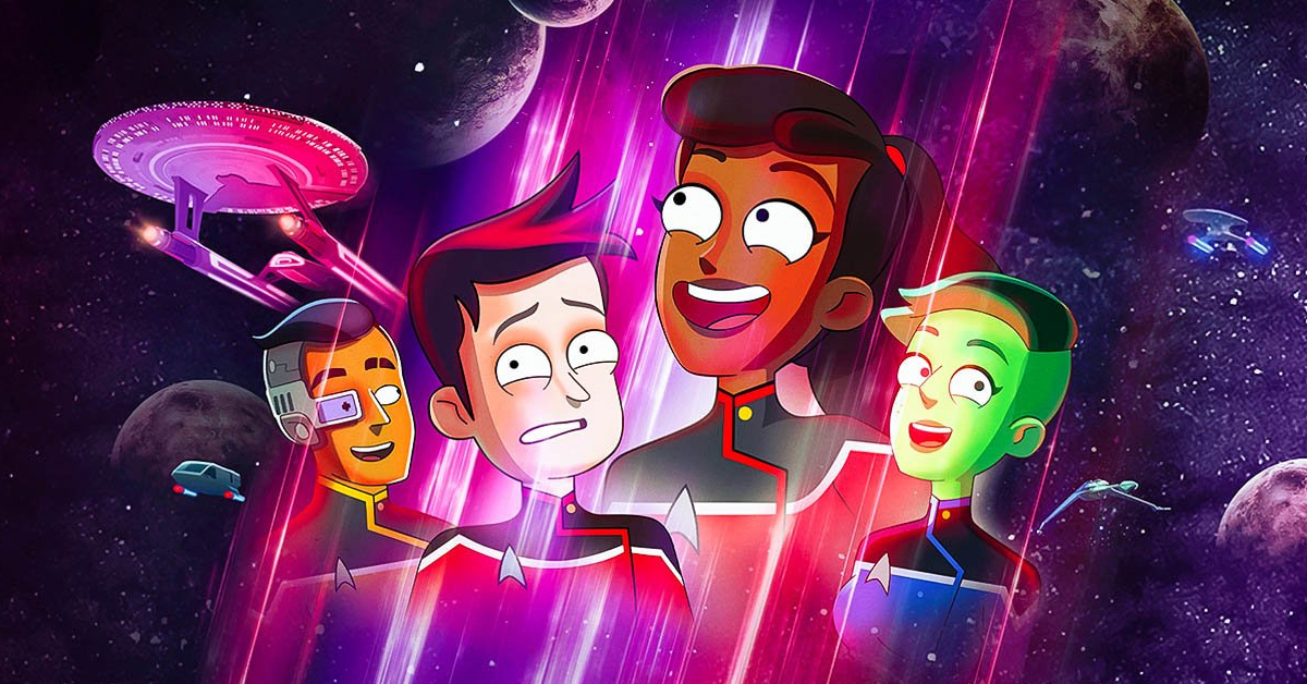 Star Trek: Lower Decks characters Sam Rutherford, Brad Boimler, Beckett Mariner, and D'Vana Tendi