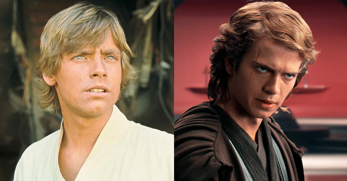 Mark Hamiil as Luke Skywalker and Hayden Christensen as Anakin Skywalker