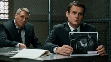 Holt McCallany as Bill Tench and Jonathan Groff as Holden Ford in Mindhunter
