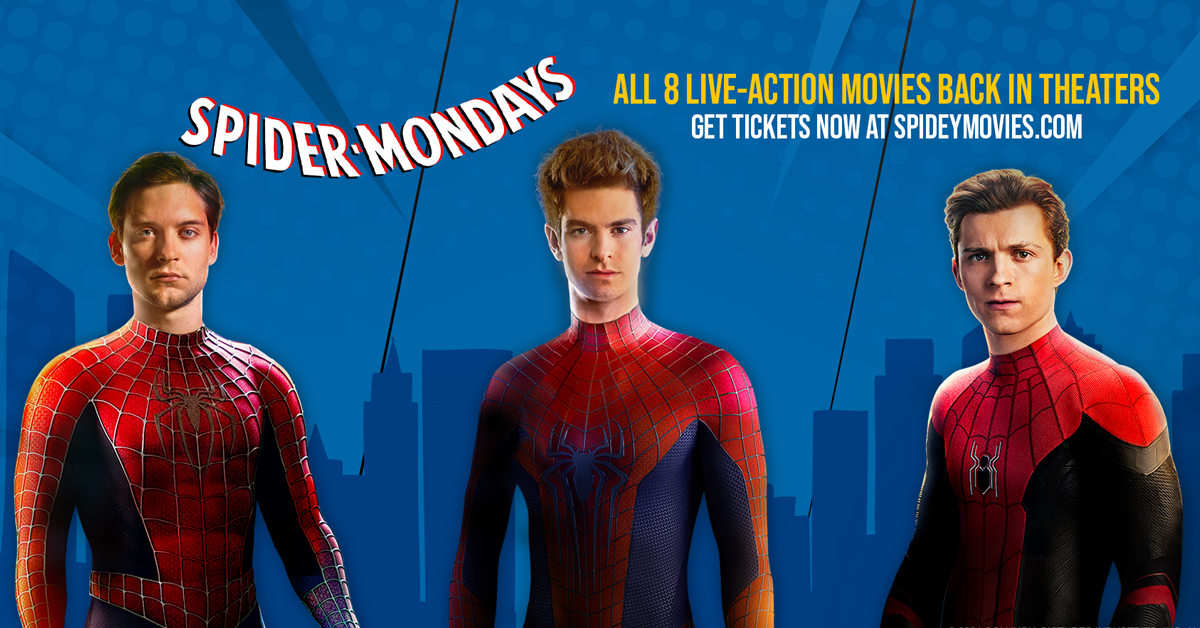 Tom Holland, Andrew Garfield, and Tobey Maguire as Spider-Men for Spider-Mondays