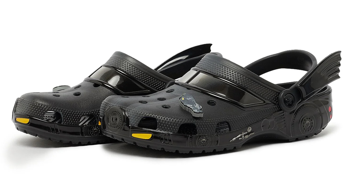 A pair of Batman x Crocs Classic Clog “Batmobile”
