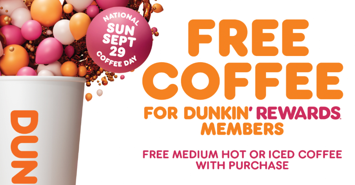 Free Coffee at Dunkin' on National Coffee Day | ©Image Credit: Dunkin'