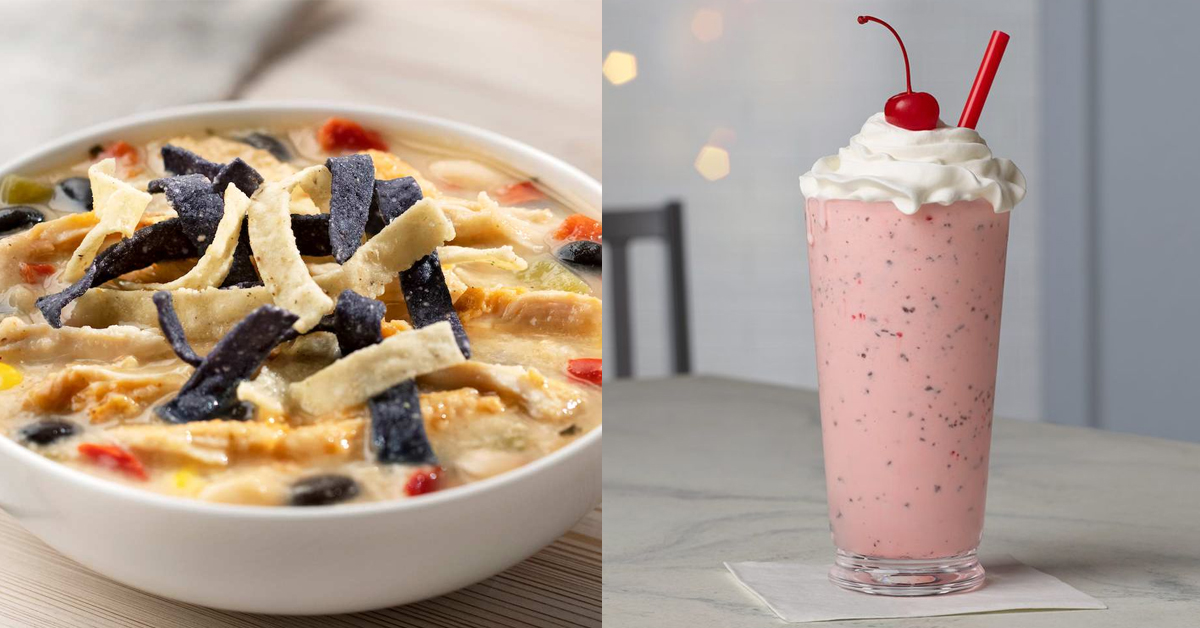 Chick-fil-A's Chicken Tortilla Soup and Peppermint Chip Milkshake | ©Image Credit: Chick-fil-A