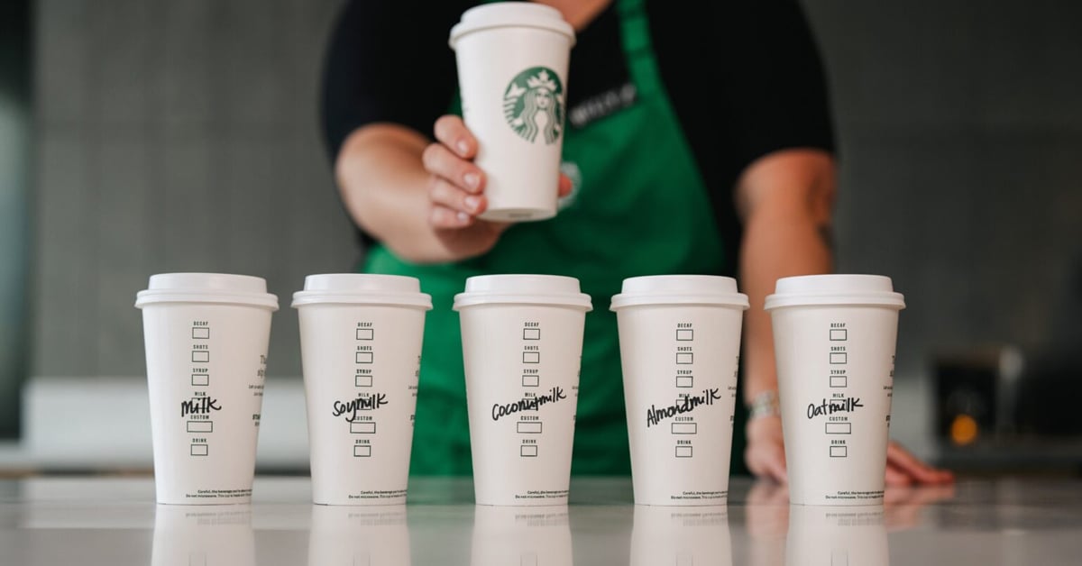 Dairy and non-dairy milk options at Starbucks | ©Image Credit: Starbucks