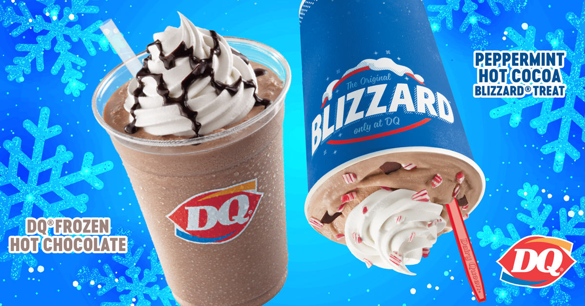 Dairy Quenn Frozen Hot Chocolate and Peppermint Hot Cocoa Blizzard Treat | ©Image Credit: Dairy Queen