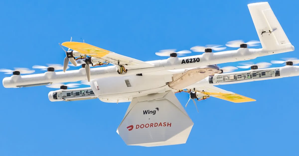 DoorDash x Wing drone delivery | ©Image Credit: DoorDash