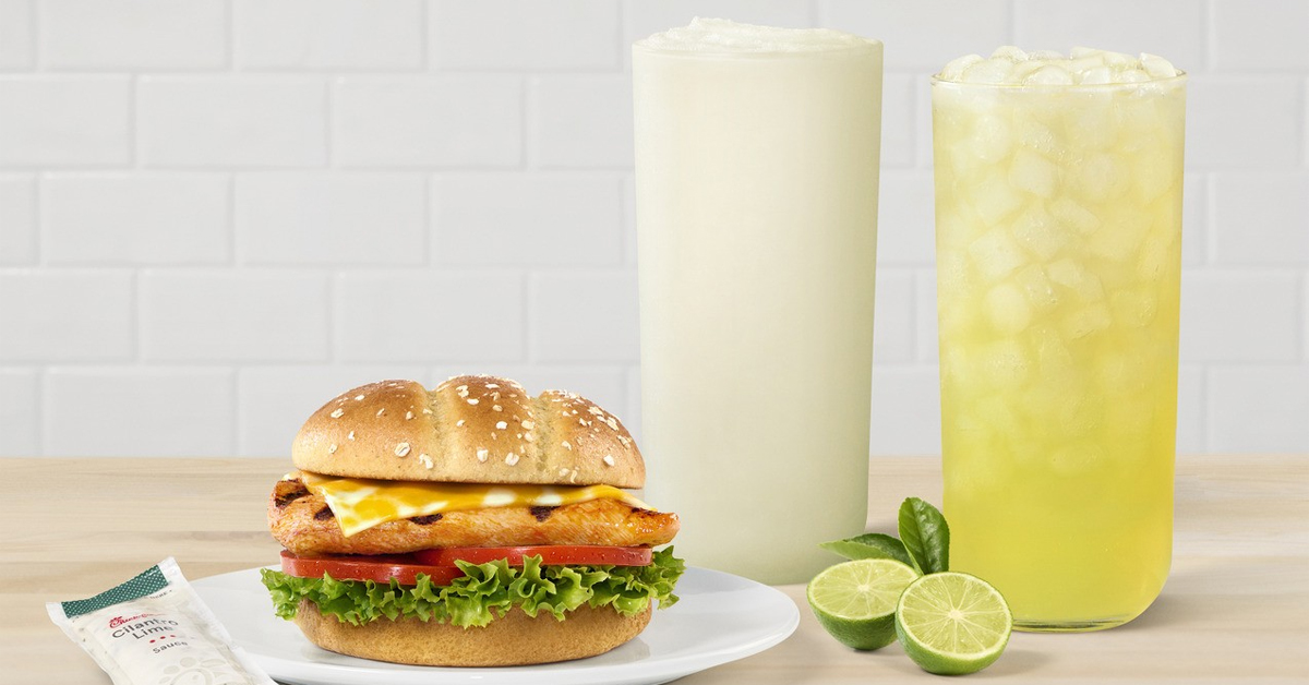 Chick-fil-A’s Grilled Spicy Deluxe Sandwich and Key Lime beverages | ©Image Credit: Chick-fil-A