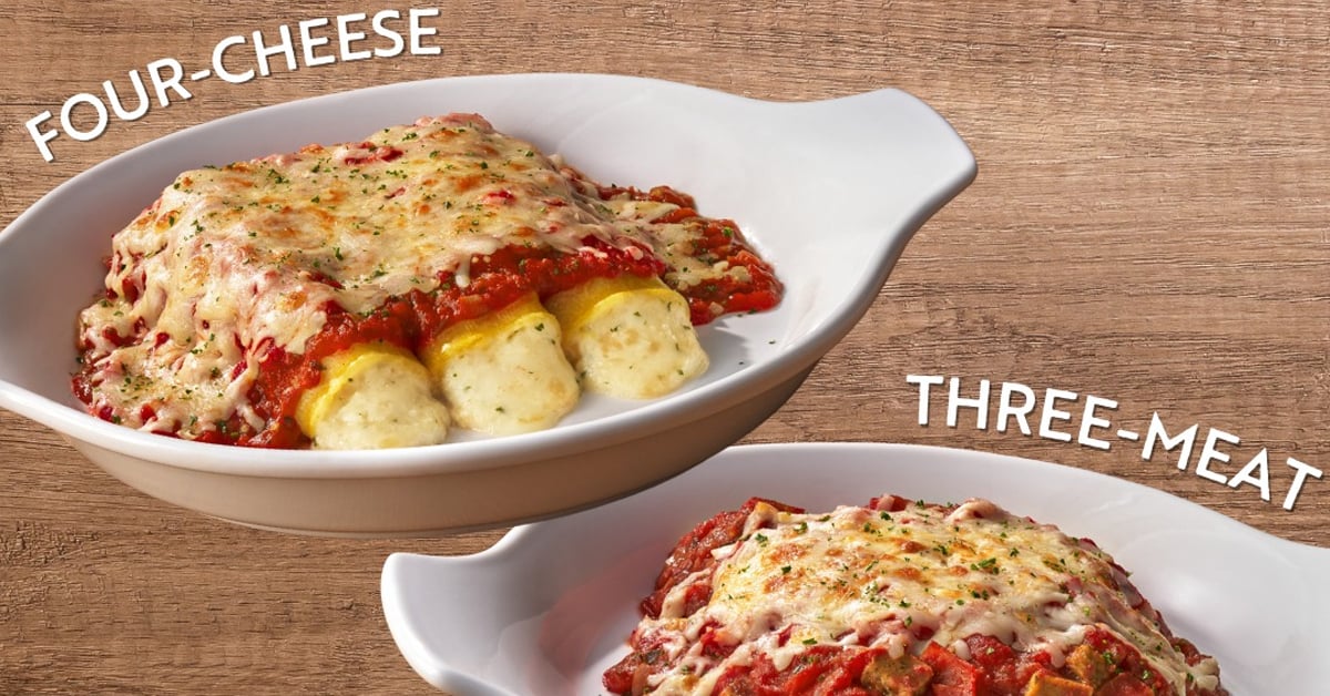 Olive Garden's Four-Cheese Manicotti and Three-Meat Manicotti | ©Image Credit: Olive Garden