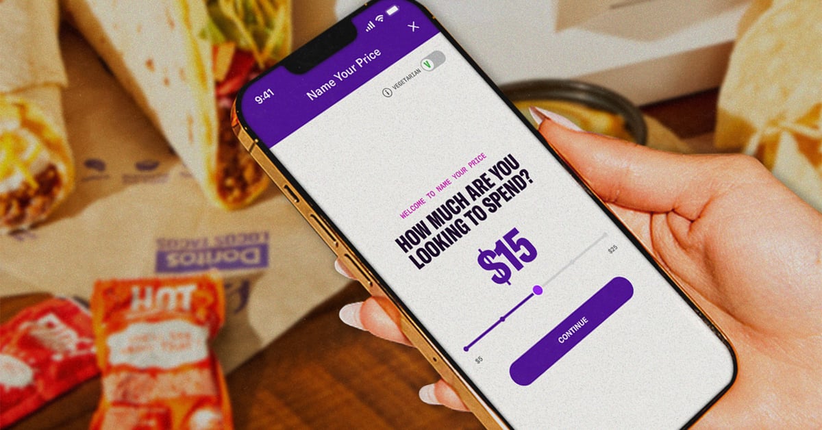 Taco BeTaco Bell app's 'Name Your Price' tool | ©Image Credit: Taco Bellll app's 'Name Your Price' tool