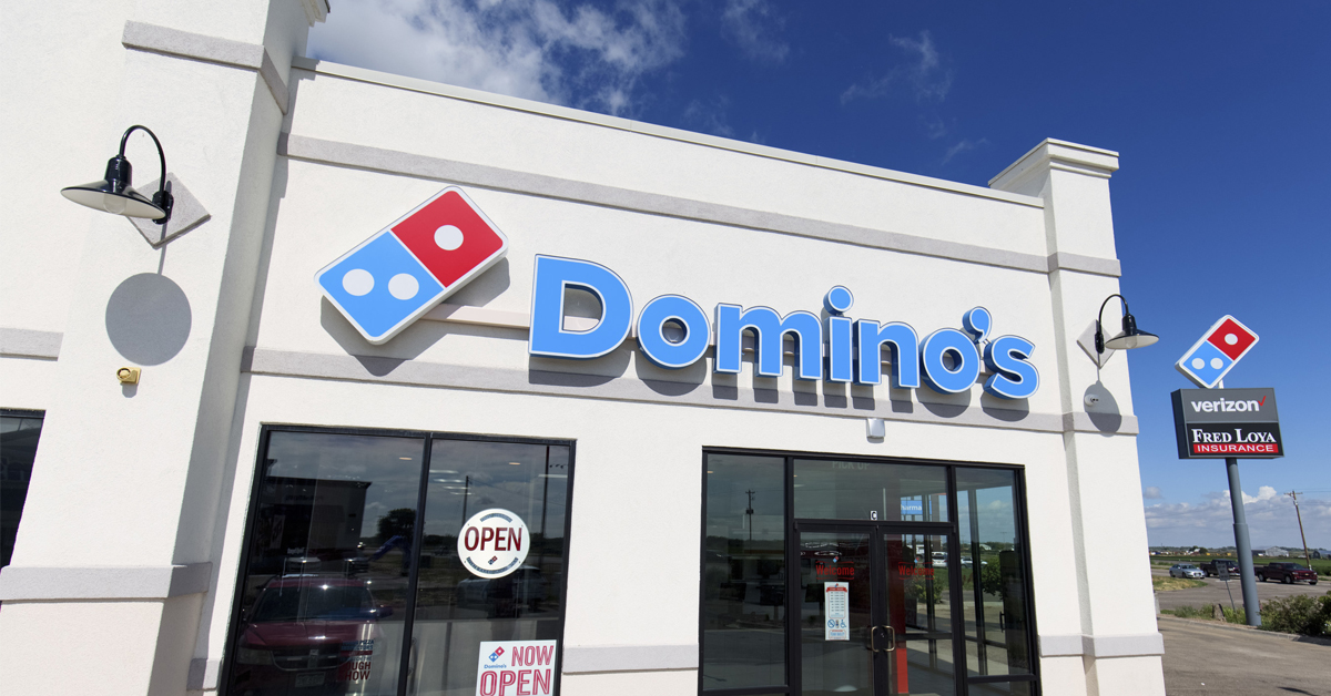 The exterior of a Domino's Pizza restaurant | Domino's Pizza