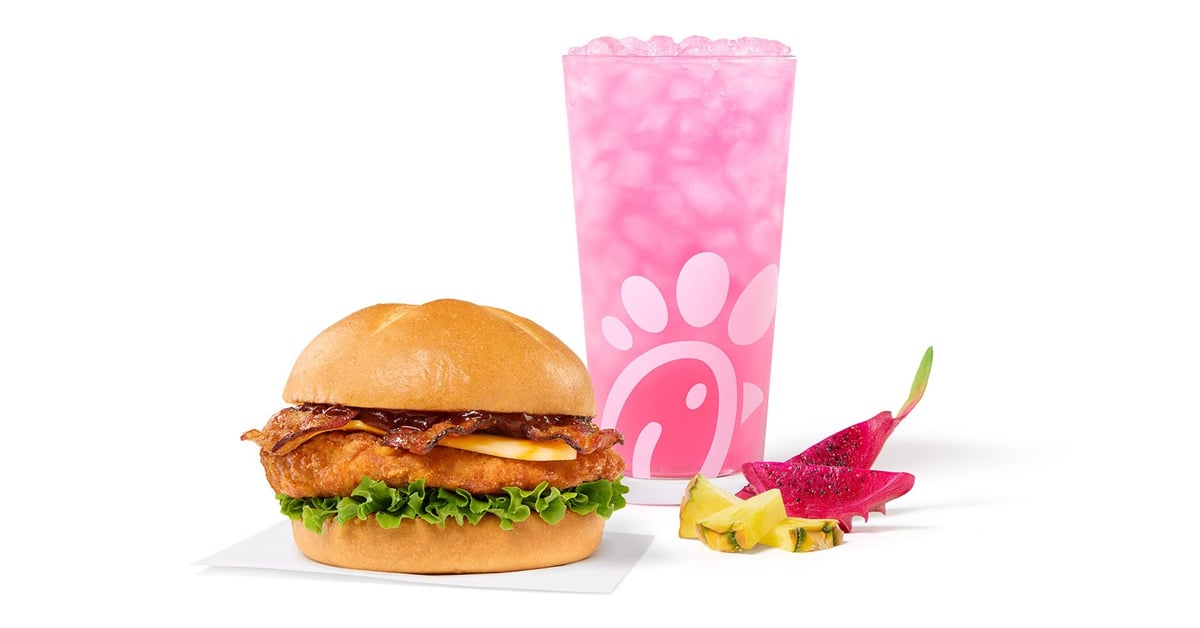 Chick-fil-A’s Smokehouse BBQ Bacon Sandwich and one of the chain's Pineapple Dragonfruit Drinks | ©Image Credit: Chick-fil-A