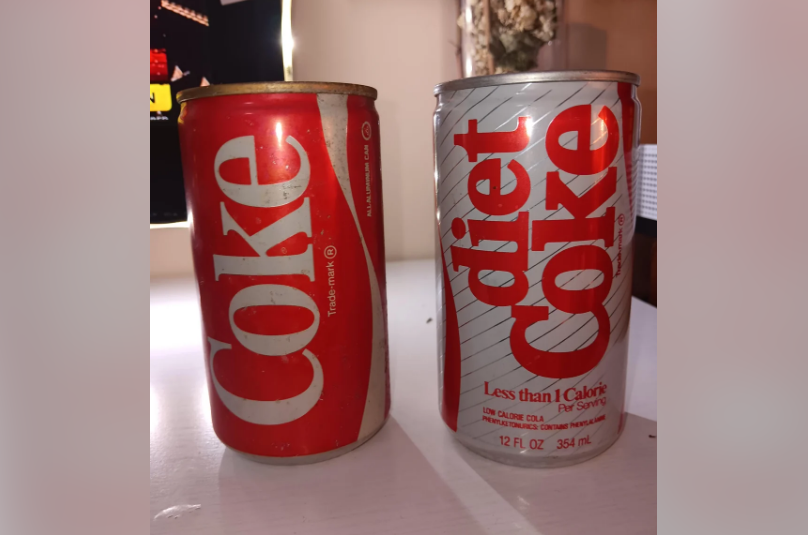 vintage Coke & Diet Coke cans from the 1980s