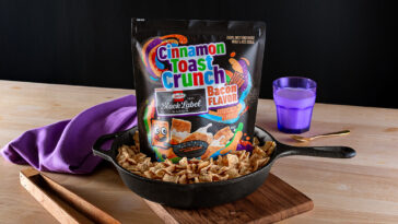 6-ounce pouch of Cinnamon Toast Crunch Hormel Black Label Bacon Flavored Cereal | ©Image Credit: General Mills