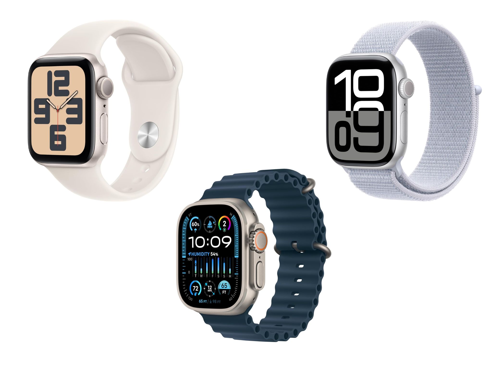 Apple Watch SE, Series 10, and Ultra 2 ©Image Credit: Apple