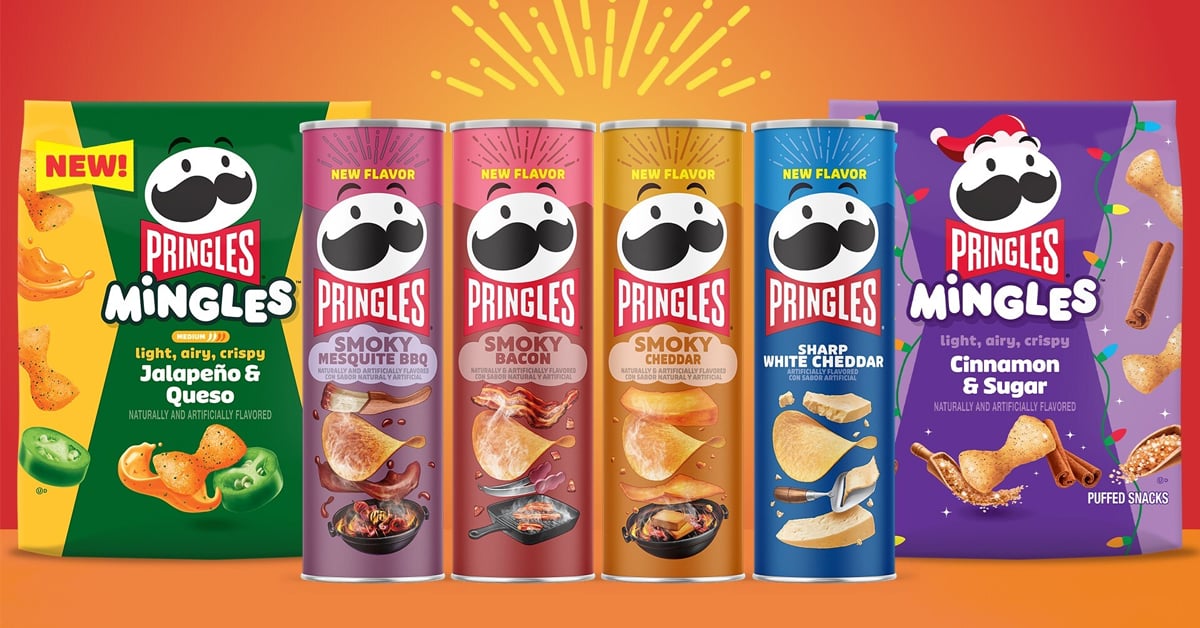 Introducing new Pringles Smoky lineup, Pringles Sharp White Cheddar, Pringles Mingles Cinnamon & Sugar and Jalapeño & Queso | ©Image Credit: Kellanova