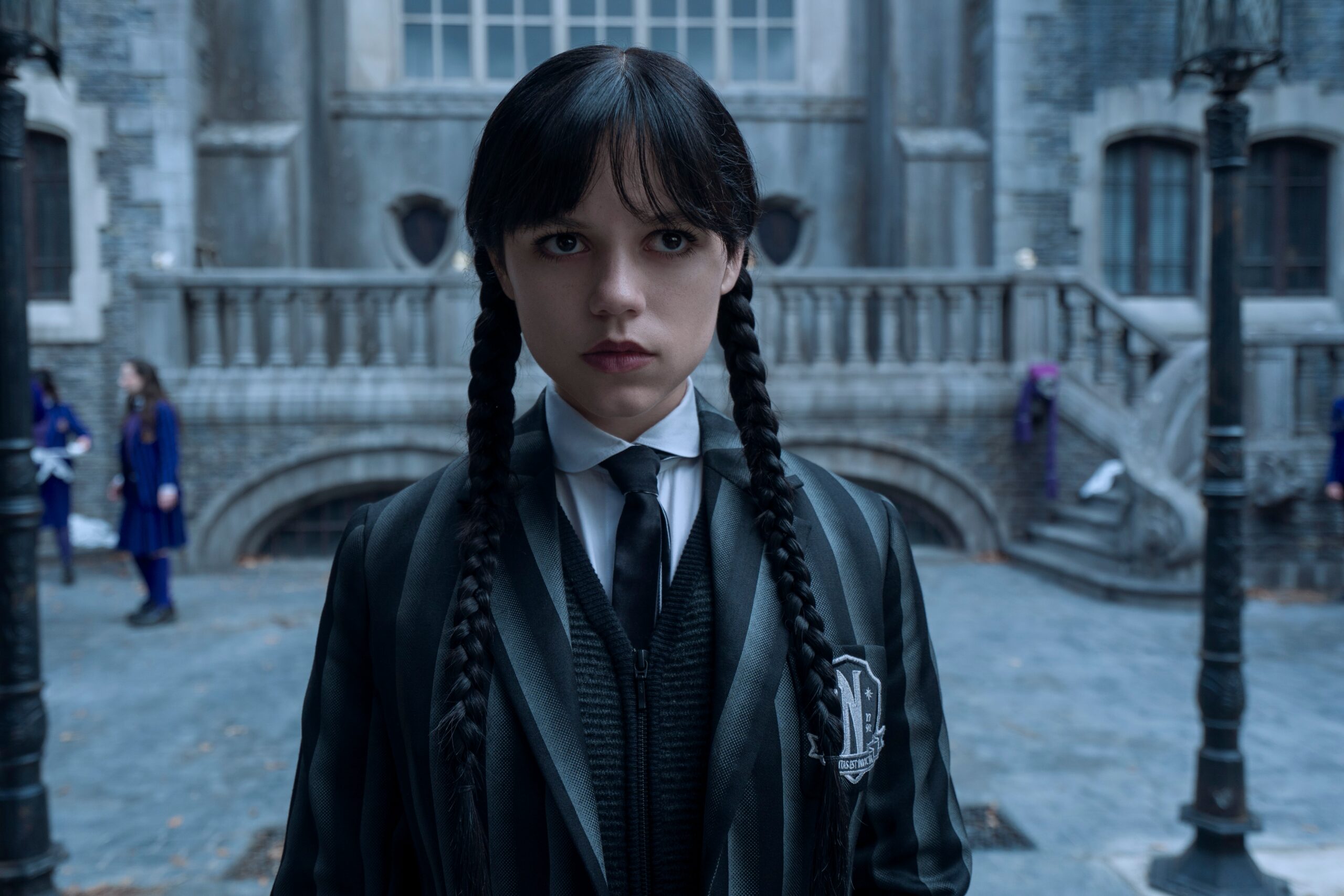 A still from Netflix's Wednesday featuring Jenna Ortega as Wednesday
