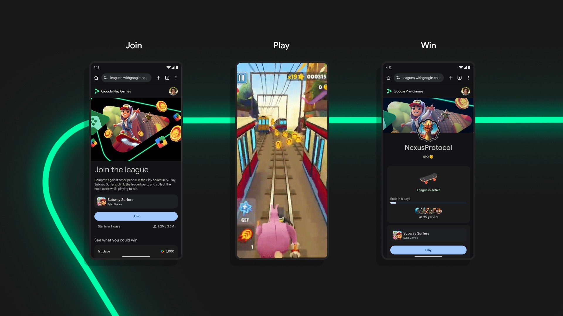 Google Play Games Leagues launches October 10th with Subway Surfers, letting you compete for Play Points rewards ©Image Credit: Google